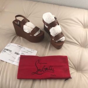 Christian louboutin summertime wedges - gorgeous tan brand new